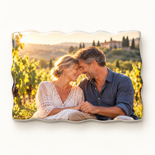 Calamita con foto in ceramica – Bordo sagomato 7,5 × 6 cm – copertina