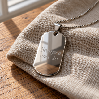 Collana personalizzata lucida con dedica Sempre con te su lino