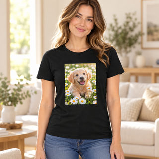 Maglietta donna personalizzata in cotone nera – XL – ambientata