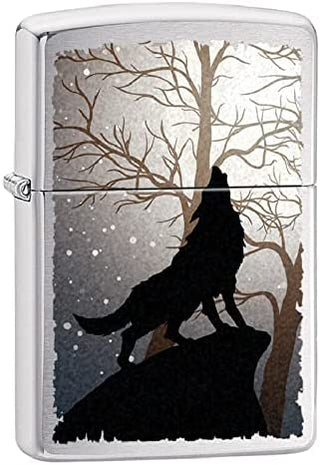 Accendino Zippo Silver con lupo nella foresta