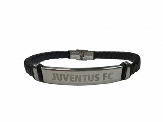 Bracciale Juve in similpelle intrecciato con piastrina