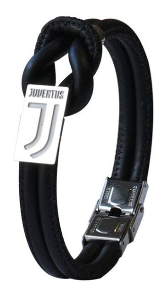 Bracciale Juve in similpelle nero con nodo e stemma