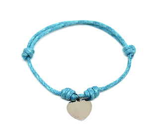 Bracciale Donna con Cordino Azzurro e Ciondolo a Cuore