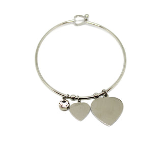 Bracciale Donna Rigido Ciondoli Cuore e Cristallo con Chiusura a Cuore