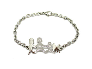 Pulsera familiar de eslabones con mamá, papá, bebé y perro