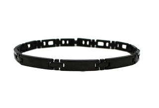 Pulsera de Hombre Negra con eslabones en forma de H y cruz alternados con placas centrales