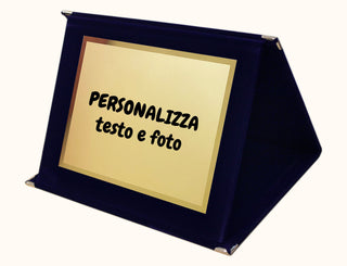 Elegante Targa Commemorativa Personalizzabile | Testo e Foto | Laurea, Pensione, Matrimonio, Anniversario | Personalizzata con dedica e Immagini | (Targhetta Dorata, Cofanetto Blu)