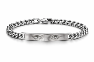Braccialetto Incisione Occhi Uomo o Donna Personalizzabile | Bracciale Sguardo con Catena con piastrina personalizzato in acciaio inossidabile