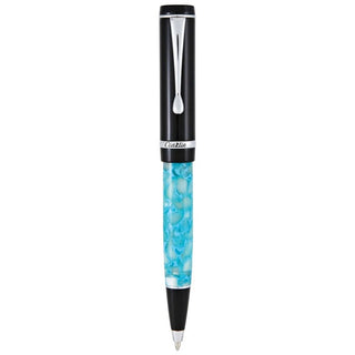 Penna Conklin Nera e Silver con corpo Verde acqua e Azzurro sfumati