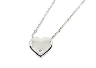 Collar de cadena para mujer con corazón abombado y cristal blanco