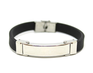 Bracciale Uomo in Silicone Nero con Piastrina Silver