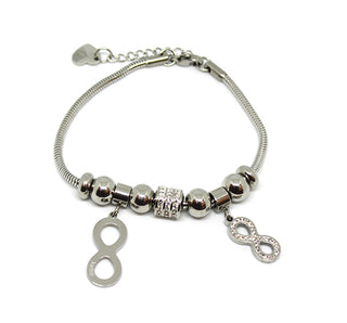 Pulsera de Mujer de Malla de Puntos con Charms Infinitos y Cristales