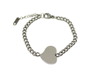 Bracciale Donna Maglia a Catena piatta con Cuore centrale