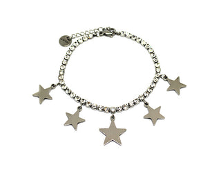 Bracciale Donna Maglia Tennis con Cristalli Bianchi con Charms Stelle