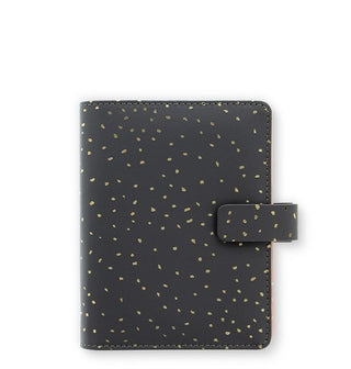 Agenda Filofax Confetti piccola Antracite con puntini dorati con chiusura a bottone