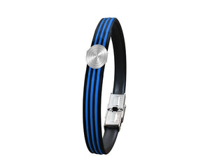 Bracciale inter silicone nero blu stemma silver