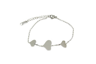 Pulsera de Mujer de Cadena Fina con Tres Corazones