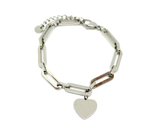 Pulsera de mujer de malla rectangular con dije de corazón