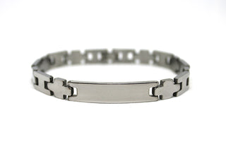 Bracciale Uomo Silver Maglie alternate ad H e a Croce con Piastrina