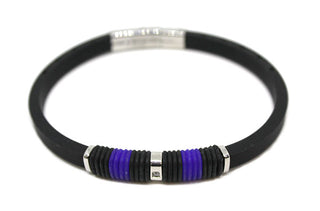 Bracciale Uomo in Silicone Nero e Blu con Cristallo