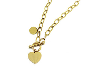 Collana Donna Oro Maglia a Catena e Chiusura ad Anello con Ciondolo a forma di Cuore