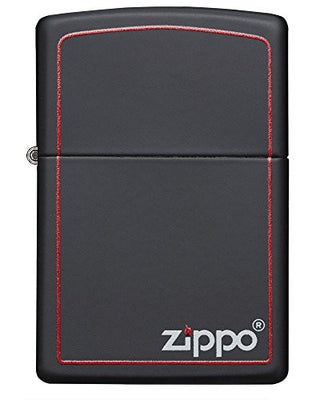 Accendino Zippo Nero con Linea di contorno Rossa e logo