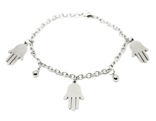 Pulsera de eslabones de cadena para mujer con dijes y lunares en forma de mano