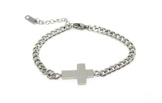 Pulsera de Eslabones de Cadena para Mujer con Cruz Central