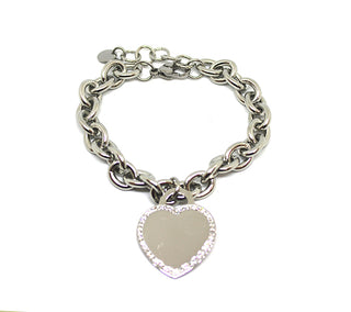 Bracciale Donna Maglia a Catena spessa con Cuore Byclay con Cristalli Attorno