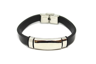 Pulsera de Hombre de Piel Negra con Placa