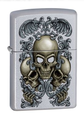 Accendino Zippo Silver con tre teschi