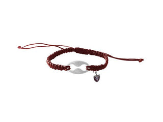 Pulsera Torino de tejido macramé granate con óvalo de cerámica y escudo colgante