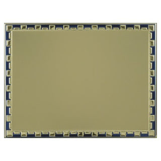 Plato Dorado Rectangular 23x18 con Bordes Griegos Azules