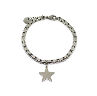 Pulsera de mujer de malla redonda gruesa con colgante de estrella