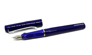 Stilografica Jinhao Blu lucida con dettagli Silver