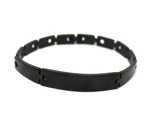 Bracciale Uomo Nero Maglie sottili con Piastrine spesse