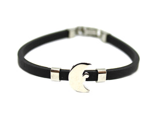 Bracciale Donna in Silicone Nero con Luna