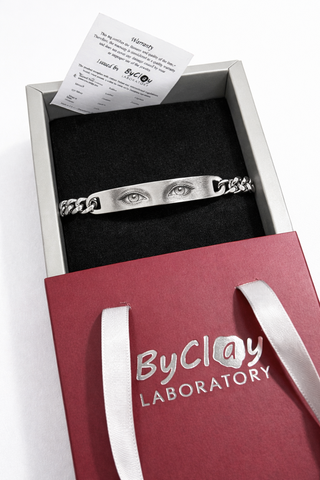 Braccialetto Incisione Occhi Uomo o Donna Personalizzabile | Bracciale Sguardo con Catena con piastrina personalizzato in acciaio inossidabile