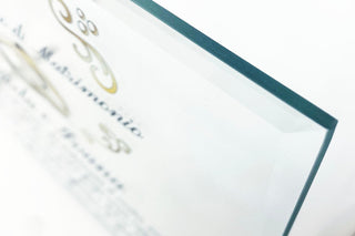 Targa Anniversario di Matrimonio | Regalo in Cristallo con supporto | Placca per nozze d'oro, rubino, diamante, argento, platino.