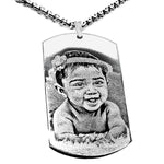 Collana con piastrina e foto incisione | medaglia rettangolare con fotografia | ciondolo con foto incisa