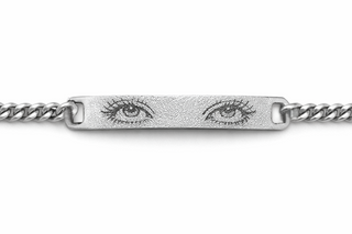 Braccialetto Incisione Occhi Uomo o Donna Personalizzabile | Bracciale Sguardo con Catena con piastrina personalizzato in acciaio inossidabile